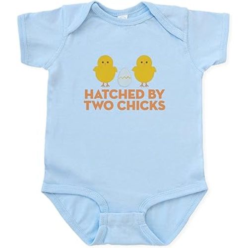 CafePress Hatched By Two Chicks Infant Bodysuit Cute Infant Bodysuit Baby Romper