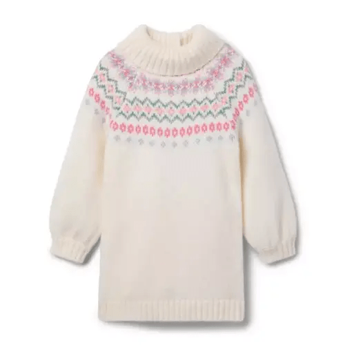 The Fair Isle Sweater Dress, Nutmeg Cream Fair Isle - size 6-12M