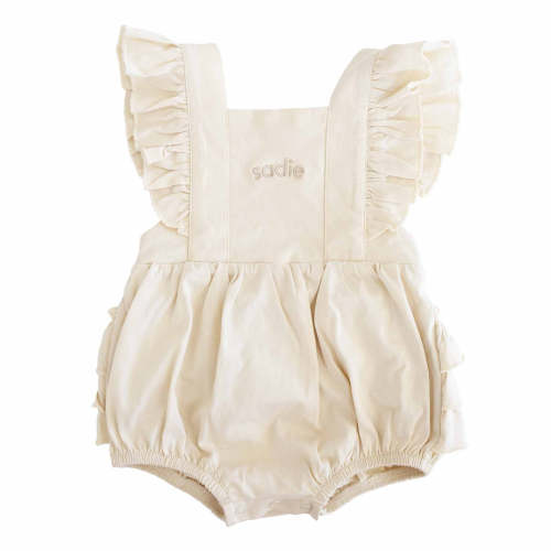 Personalized Cross Back Ruffle Bubble Romper