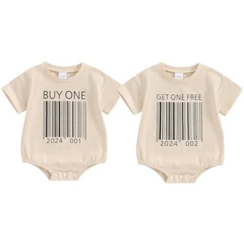 Eadrioss Baby Boy Girl Summer Clothes Unisex Twins Funny Letter Print Romper Sweatshirt One Piece Bodysuit Twins Baby Gifts