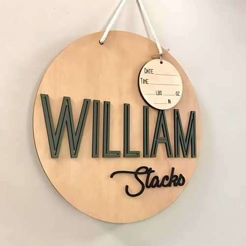 Door Hanger Baby Boy Hospital Birth Announcement Hospital Door Hanger Nursery Name Sign Boy or Girl