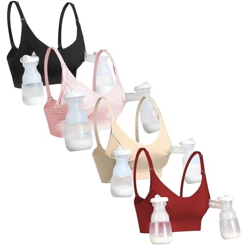 GXXGE Nursing Bra Support Pumping Bra Hands Free All in One Maternity Bra Comfortable Breast No Pad Pumps Bra