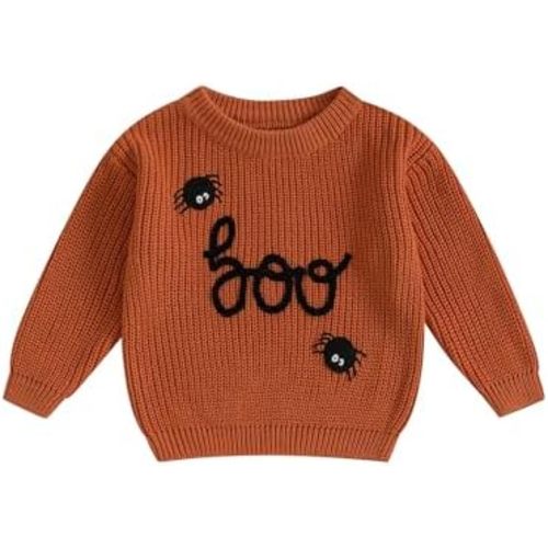 Toddler Baby Boy Girl Halloween Outfit Infant Pumpkin Embroidery Knit Sweaters Sweatshirt Tops Fall Winter Clothes