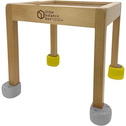 Little Balance Box Push Pull Walker Toy, 2-in-1 No Wheels Spring Feet, Wooden Walker, Girl Boy Toddler Walker with Toddler, Child Activity Table, Grey + Booties
