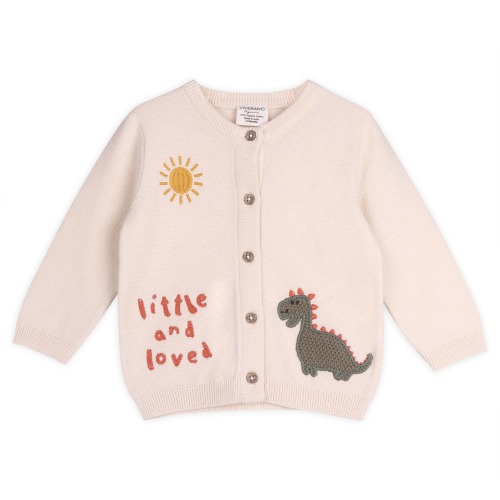 Viverano Organics - Little & Loved Dino Applique Baby Cardigan