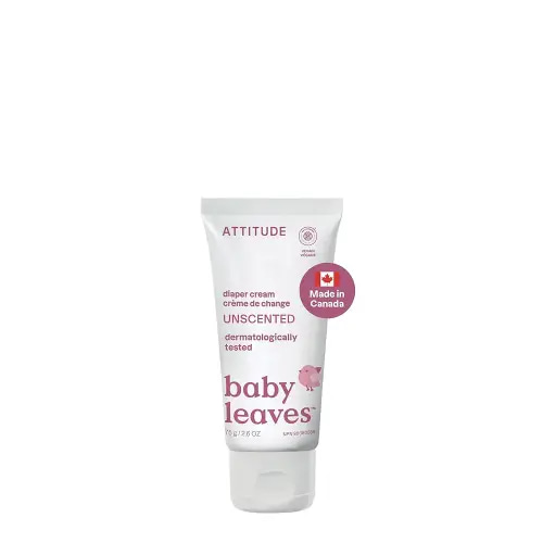 ATTITUDE Diaper Cream for Baby, Made in Canada, EWG Verified, Dermatologically Tested, Formulated with Zinc Oxide, Vegan, Unscented, 75 grams