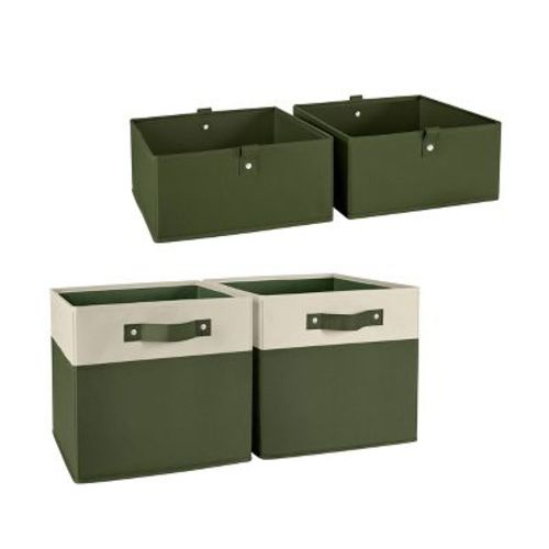 RiverRidge Kids' 2pc 5" and 2pc Two-Tone Collapsible Cube Fabric Storage Bins with Handles for Playroom Organization