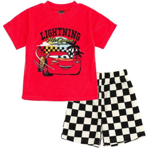 Disney Pixar Cars Lightning McQueen Toddler Boys T-Shirt and Shorts Outfit Set Red / Multicolor 3T