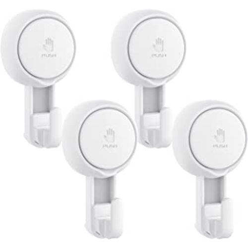 Elegear Suction Cup Shower Hooks for Loofah, Robe, Towel, Heavy Duty (4-Pack) Waterproof , Reusable Vacuum Suction Hooks for Bathroom Kitchen