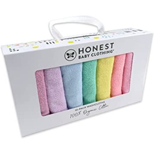 HonestBaby 10-Pack Organic Cotton Baby-Terry Wash Cloths, Rainbow Pinks, One Size