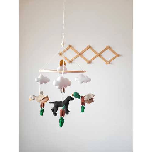 Duck mobile for crib, black labrador, mallard duck nursery decor, baby shower gift