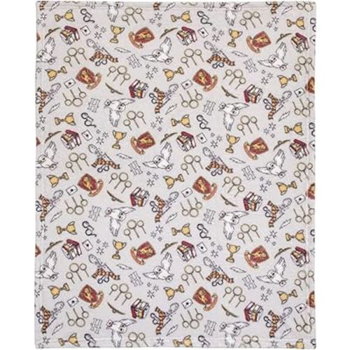 NoJo Harry Potter Magical Moments Grey and White Super Soft Baby Blanket