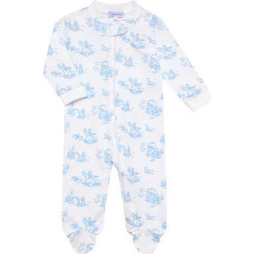 Blue Toile Zipper Footie,Blue - Nellapima | Maisonette