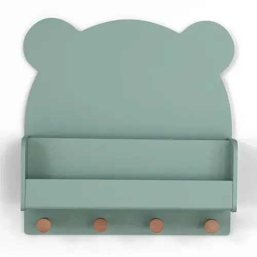 babyGap by Delta Children Brannan Bear Wall Shelf with 4 Hooks, Sage Green