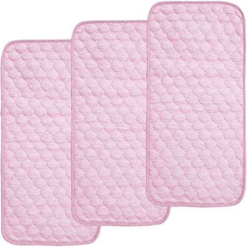 BlueSnail Quilted Thicker Waterproof Changing Pad Liners,3 Count(Pink 13” x 27”)