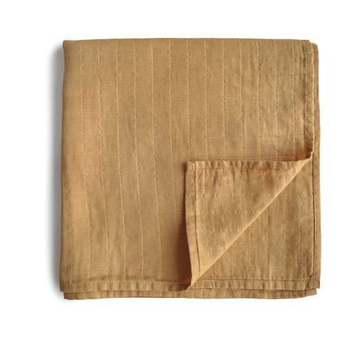 Organic Cotton Muslin Swaddle Blanket - Fall Yellow