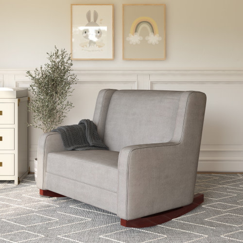 Baby Relax Hadley Upholstered Double Rocker Chair - Taupe Microfiber