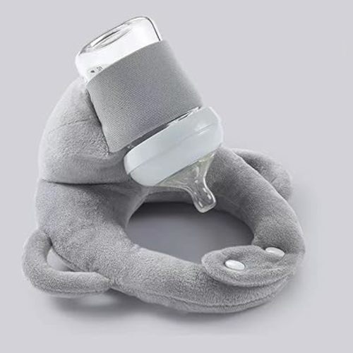 Baby Bottle Feeding Support Pillow, Independent Feeding Pad, Hands-Free Nursing Support (Light Gray
