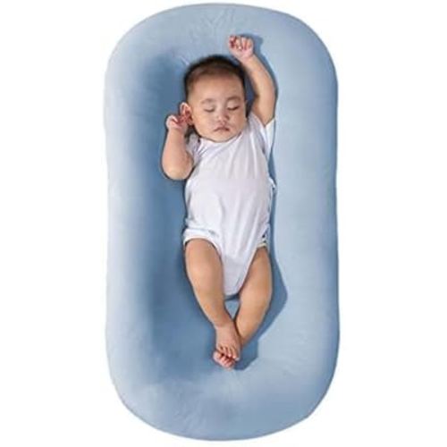 Baby Lounge Pillow for Newborn 0-24 Months, Newborn Lounger Nest Sleeping for Baby in Bed, Infants Lounger for Boys & Girls (Blue,0-8Months)