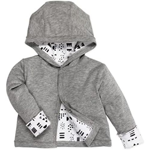 HonestBaby Front Hooded Jackets, Side-snap Top, Hoodies in Cozy 100% Organic Cotton Infant Baby Boys, Girls, Unisex