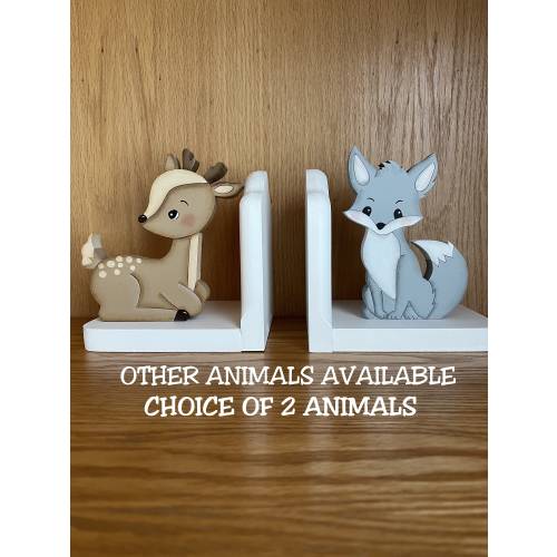 Bookends, Forest Animal Bookends,Woodland Animals, Nursery Decor, Hand Painted Wood Bookends,Custom Animals available