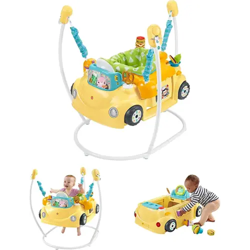 Fisher-Price Baby to Toddler Learning Toy 2-in-1 Servin’ Up Fun Jumperoo Activity Center with Music Lights and Shape Sorting Puzzle Play