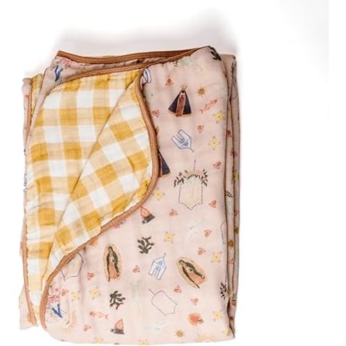 Be A Heart Catholic Baby Blanket | Pink Gingham Cotton Blend Large Throw Blanket for Baby Girl | Napping, Camping, Travel, Hiking