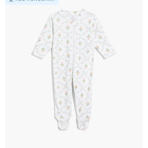 The Footie Pajama - Light Pink Trellis