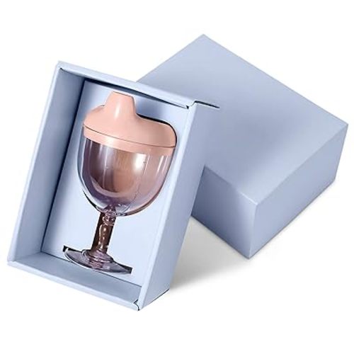 Plastic Goblet Sippy Cup Wine Glass - 5oz Wine Glass Sippy Cup - No Spill Sippy Wine Glass with Lid Anti Spill Mug With Lid for Holiday Birthday Party Spill Resistant Wine Glass Champagne Sippy Cup