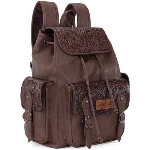 Montana West Wrangler Backpack Purse for Women Men Western Backpack Floral Tooled Travel Bags