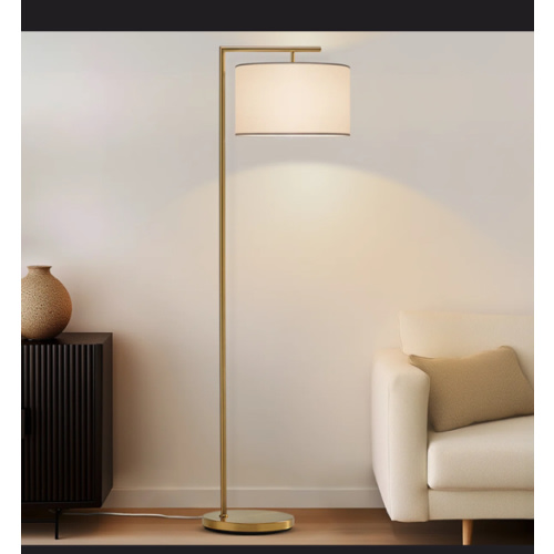 Brightech Montage Modern 60 in. Unique Standing Mid Century Modern Floor Lamp with Fabric Drum Shade - LED Bul | Wayfair