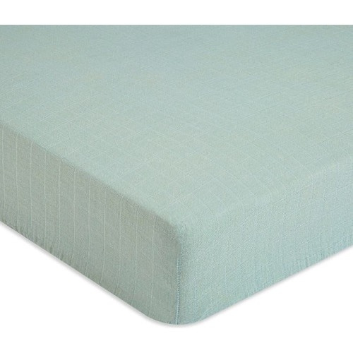 CRANE BABY Cotton Muslin Fitted Crib Sheet, Green
