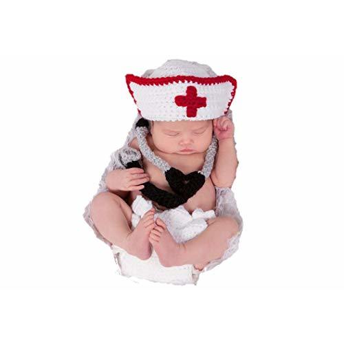 Matissa Newborn Baby Girl/Boy Crochet Knit Costume Photography Prop Hats and Outfits (Doctor/Nurse)