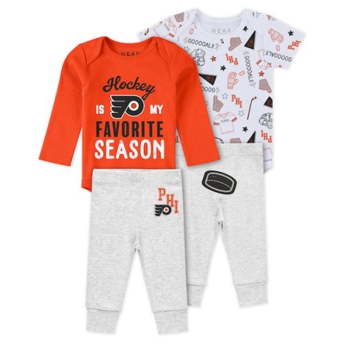 Philadelphia Flyers WEAR by Erin Andrews Newborn & Infant Turn Me Around Bodysuits & Pants 3-Piece Set