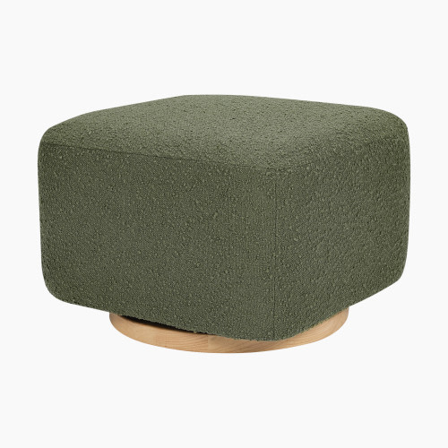 babyletto Kiwi Gliding Ottoman - Olive Boucle With Light Wood Base