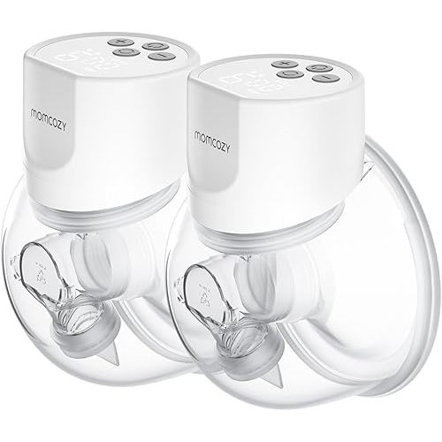 Momcozy Hands-Free Breast Pump S12 Pro, Wearable Pump, 24mm, 2 Pack, Light White