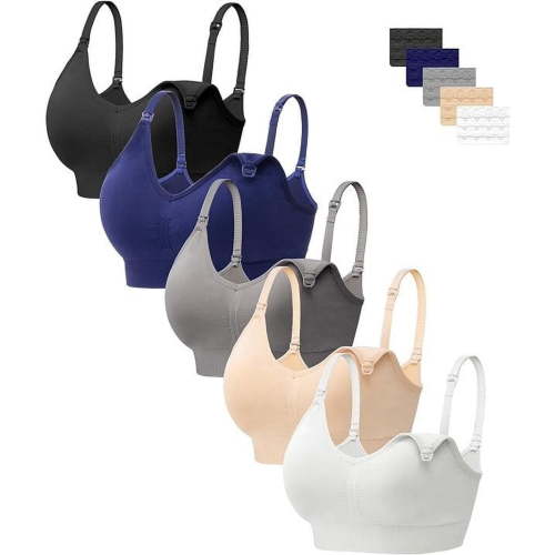 HBlife 5-Pack Women's Seamless Nursing Maternity Bras with Extra Extenders