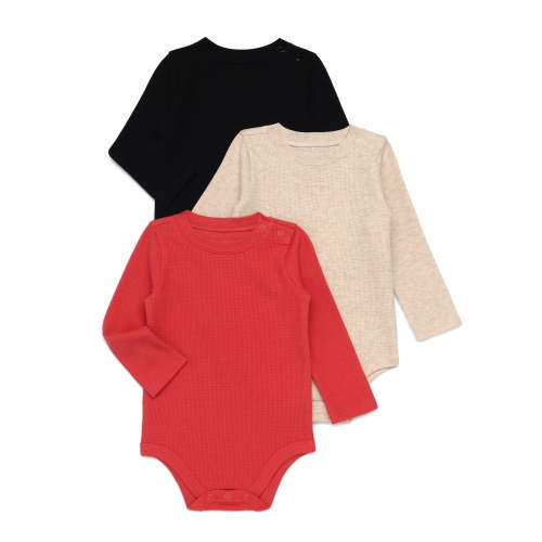 Garanimals Baby Boys Thermal Bodysuits with Long Sleeves, 3-Pack, Sizes 0-24 Months