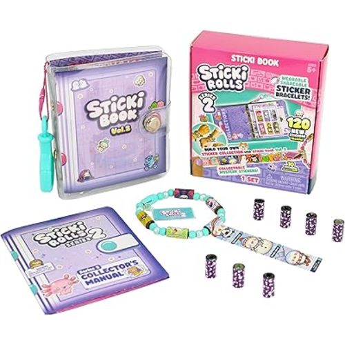 STICKI Rolls Sticki Book - The Original Wearable Shareable Toy Sticker Bracelet + Collection Book | Includes 120 Mini Stickers | Over 1000 Fun Sticker Designs to Collect! (Series 2)
