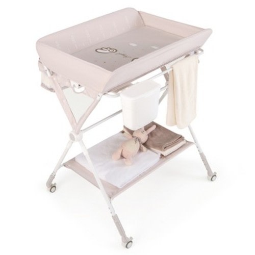 Costway Portable Baby Changing Table Foldable Diaper Changing Station w/ 3-Level Adjustable Height