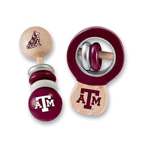 BabyFanatic Wood Rattle 2 Pack - NCAA Texas A&M Aggies - Officially Licensed Baby Toy Set