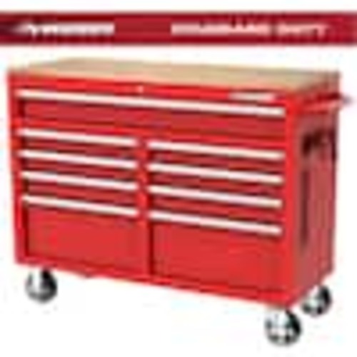 Husky Tool Storage 46 in. W x 18 in. D 9-Drawer Gloss Red Mobile Workbench Cabinet H46X18MWC9RED