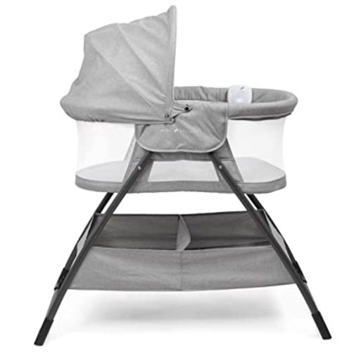 Baby Delight Slumber Deluxe Rocking Bassinet, Portable Baby Bassinet, Removable Canopy, Charcoal Tweed