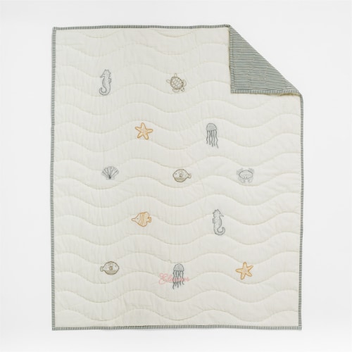 Personalized Sea Dreams Organic Cotton Baby Crib Quilt
