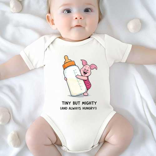 Tiny But Mighty Baby Bodysuit, Cute Pigglet Onesie®, Baby Shower Gift, Funny Baby Clothing, Newborn Gift, Pigglet Bodysuit, Funny Onesie®