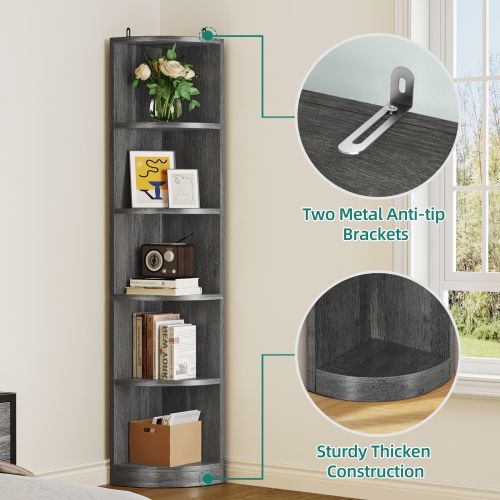Herrell Wood 5-Tier 70.8" Tall Corner Bookshelf Bookcase ( in white)