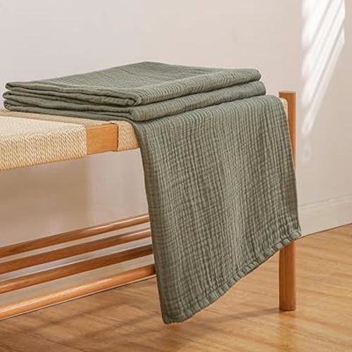 Muslin Throw Blanket for Adults and Couch, 4 Layers Breathable Cooling Cotton All Season Gauze Blanket, 100% Cotton Cozy Softness Bedding 80''×60'' Large Size Blankets