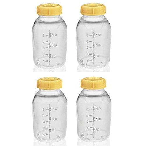 Medela Breast Milk Collection Storage Feeding Bottle w/Lid 5 Oz/ 150 Ml X4