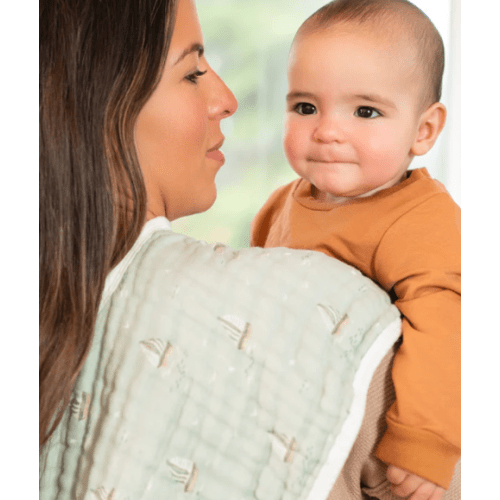 aden + anais Organic Cotton Muslin Oversized Burpy Bib in Sailing Seas