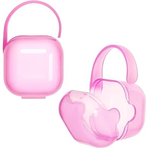 Accmor Pacifier Case, Pacifier Holder Case with Handle, BPA Free Universal Pacifier Container for Travel, Pink, 2 Pack